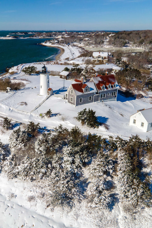 Snowfall at Nobska Light